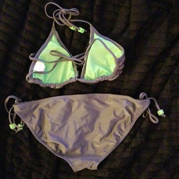 Y2K Neon Green and Gray Bikini - Picture 6 of 6
